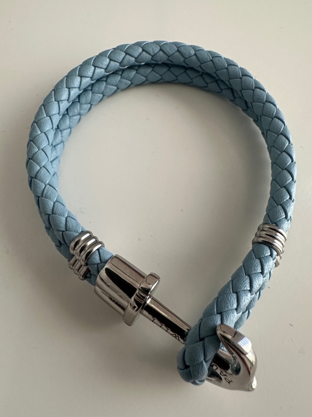 PAUL HEWITT BRACELET ANCHOR Braided Leather Bracelet - Light Blue